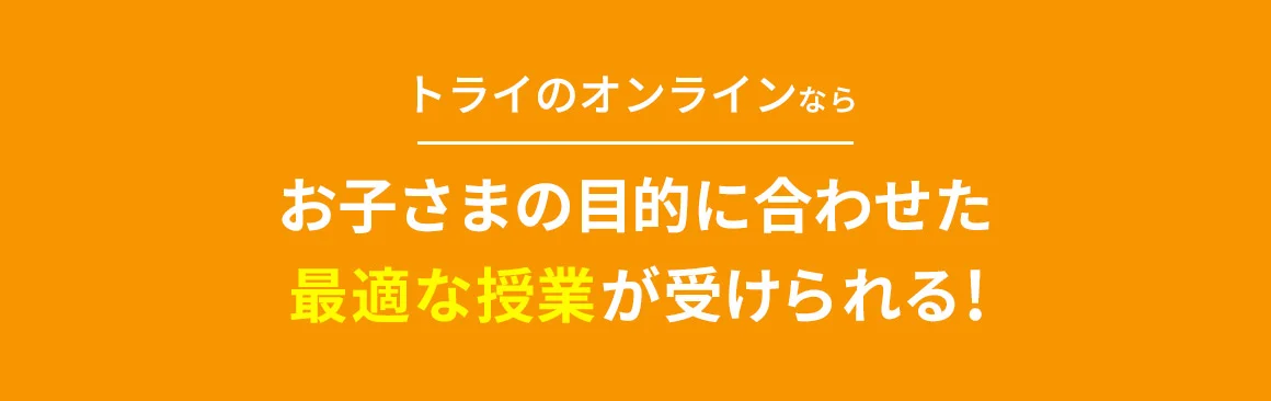 トライのオンラインなら お子さまの目的に合わせた最適な授業が受けられる！