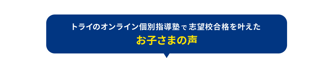 トライのオンライン個別指導塾で志望校合格を叶えたお子さまの声