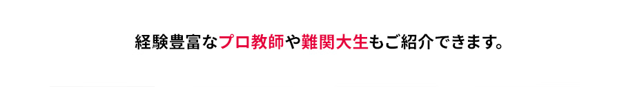 経験豊富なプロ教師や難関大生もご紹介できます。