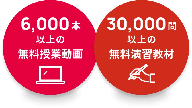 6,000本以上の無料授業動画 30,000問以上の無料演習教材